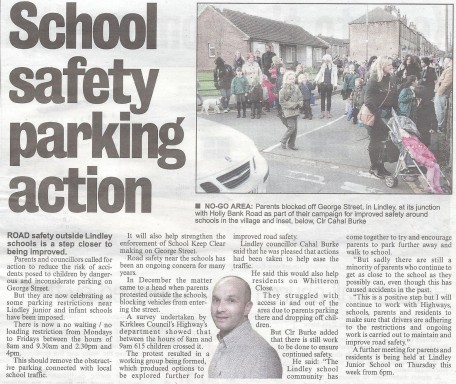 Cllr Burke taking action to improve safety around our schools.