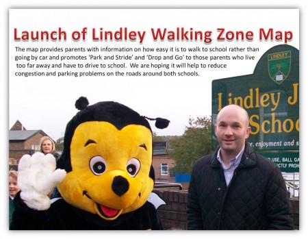 Cllr Cahal Burke at the Lindley Walking Zone launch 