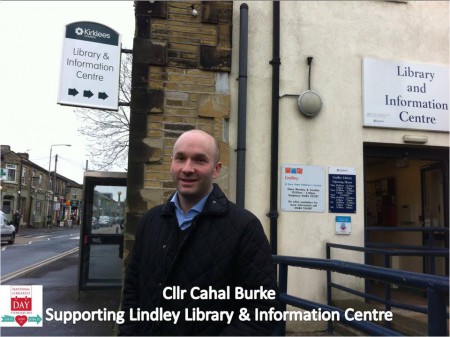 Cllr Cahal Burke, supporting Lindley Library