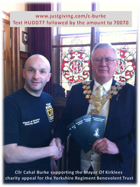 Cllr Cahal Burke supporting the Mayor Of Kirklees charity appeal for the Yorkshire Regiment Benevolent Trust