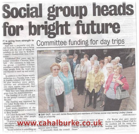 Cllr Burke supporting local over 60's group.