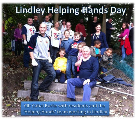 Cllr Burke with the 'Helping Hands Team' and residents.