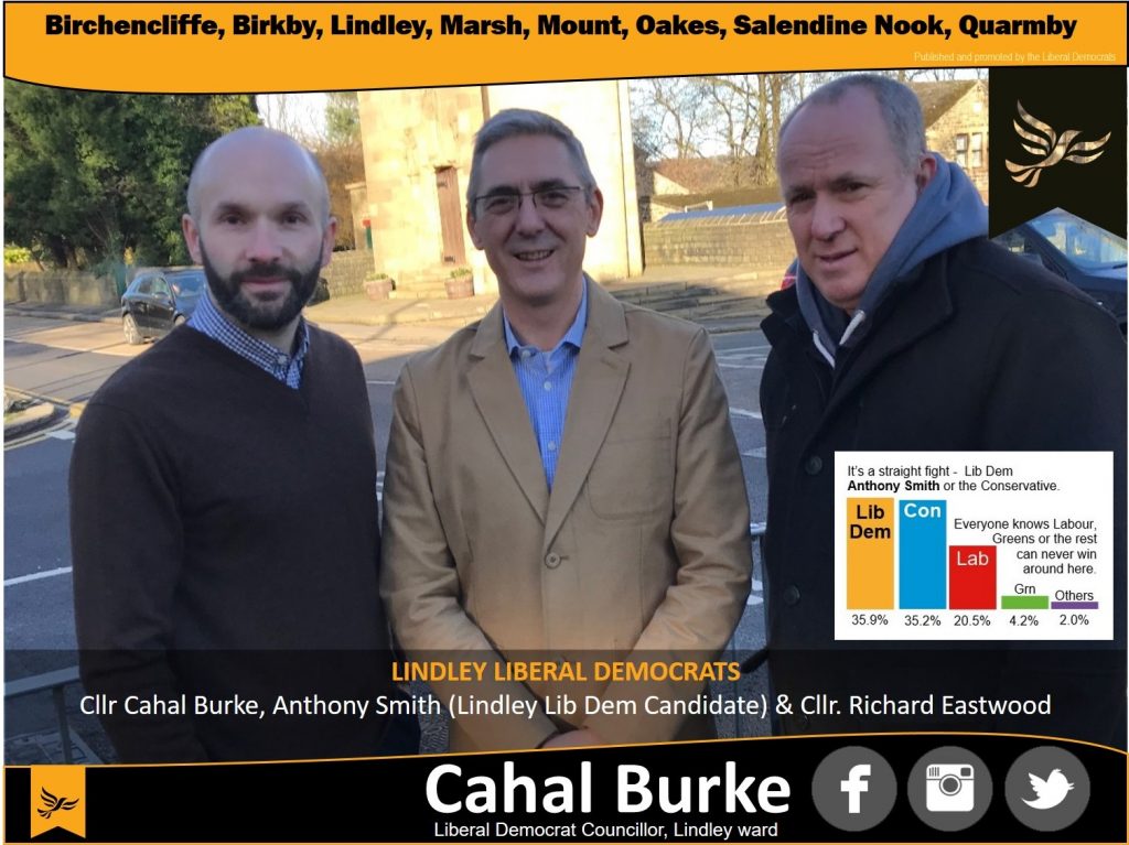 Anthony Smith will be the Liberal Democrat candidate this year, and will fight to join Cllr Cahal Burke and Cllr Richard Eastwood in the Lindley ward. 
